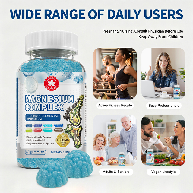 Private Label Magnesium Complex Gummies – Daily Mineral Support for Bone Health, Sleep & Nervous System Balance, GMP-Certified Manufacturing