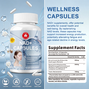 Private Label NAD+ Precursor Supplement Capsules – NMN & NR Blend for Cellular Energy, DNA Repair & Healthy Aging